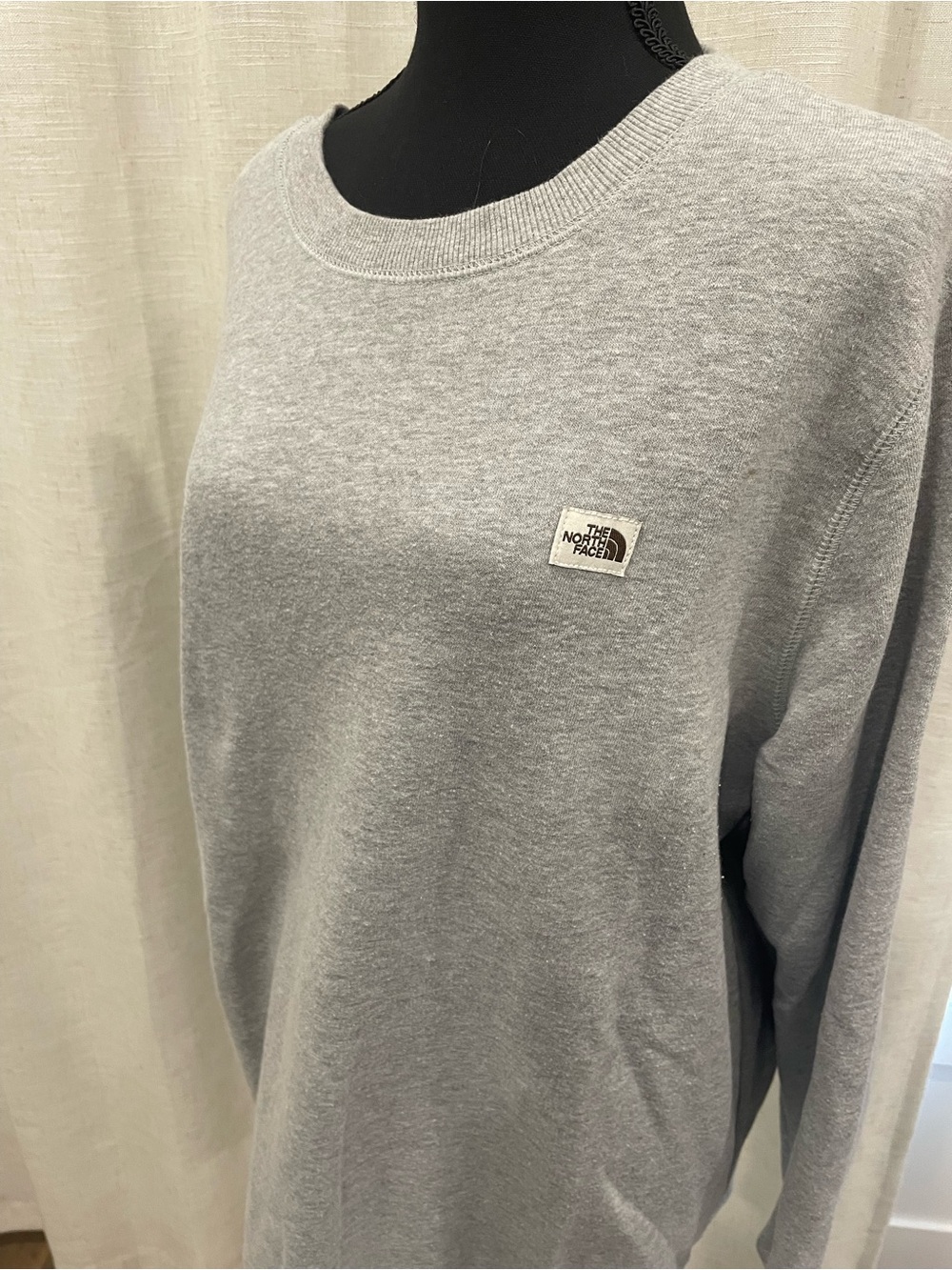 The North Face Light Gray Crew Sweatshirt with Chest Logo
